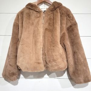 NWOT Industry Republic Clothing faux fur hooded jacket